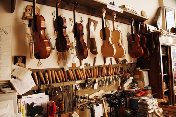 hanging violins, Bologna, Italy